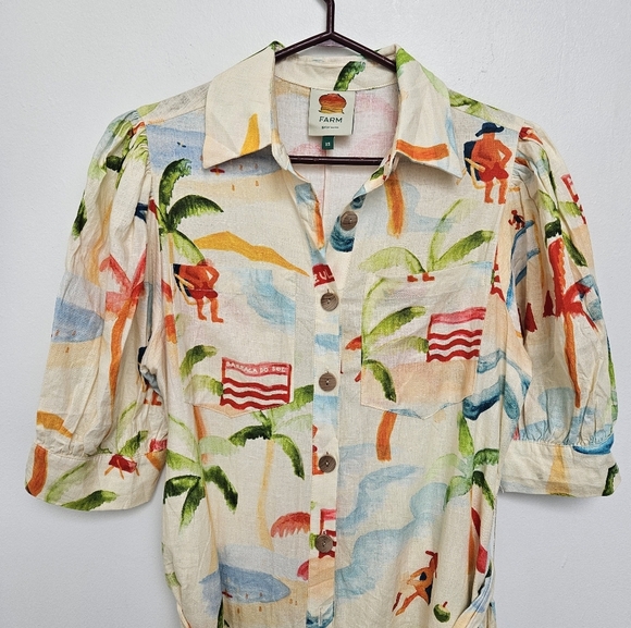 Farm Rio Anthropologie Sz Xs Copacabana Tropical Print Pocket Jumpsuit Belt - Picture 5 of 14